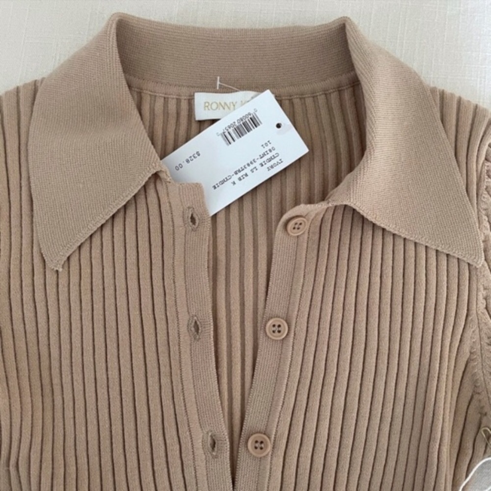 NWT RONNY KOBO Cyndie Ribbed Knit Polo Bodysuit NEW - Picture 2 of 9